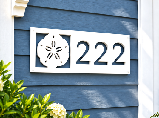 sand dollar house numbers, weatherproof address sign coastal beach house, outdoor nautical decor