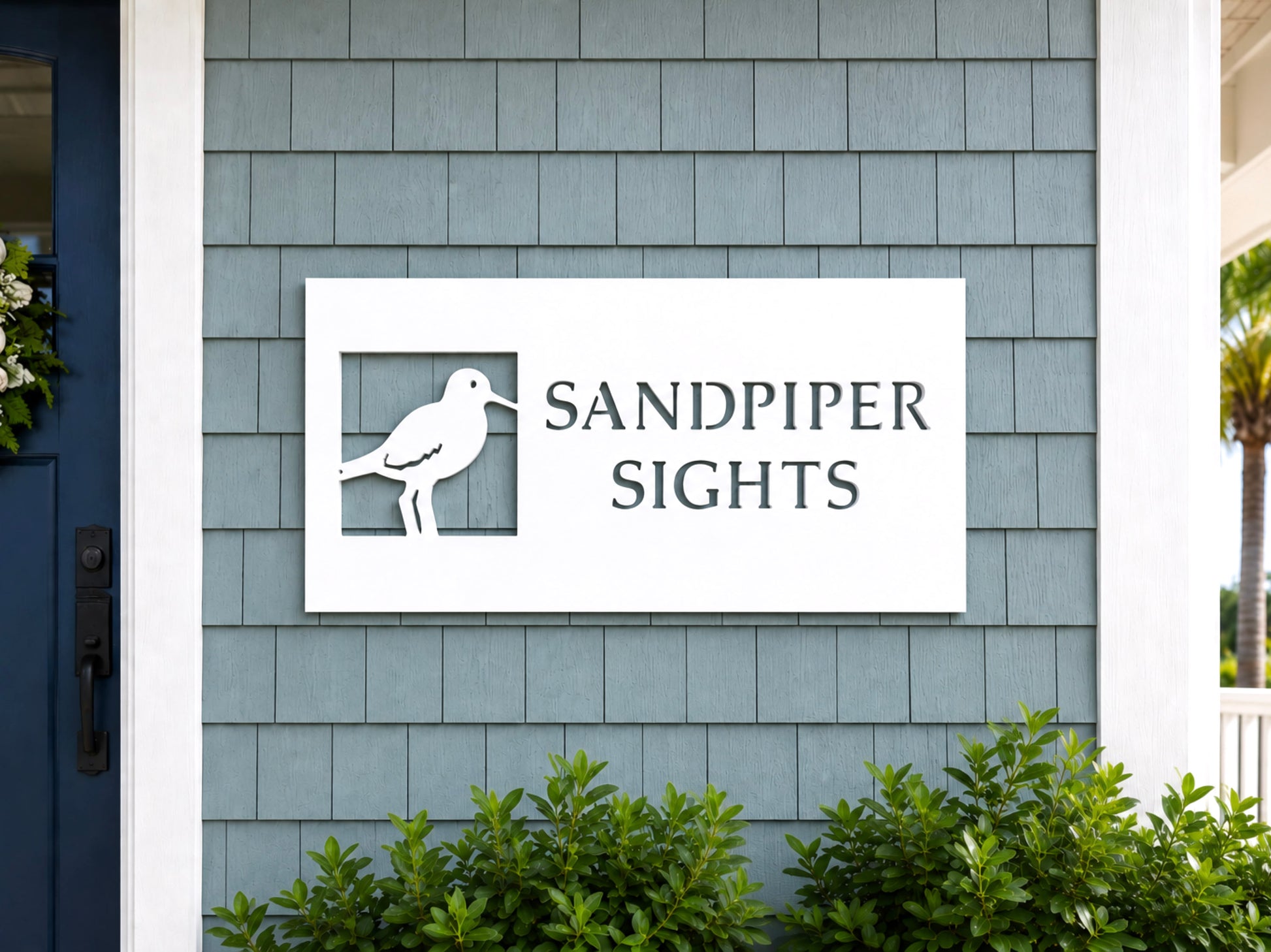 custom sandpiper bird house name sign, weatherproof outdoor coastal bird house sign