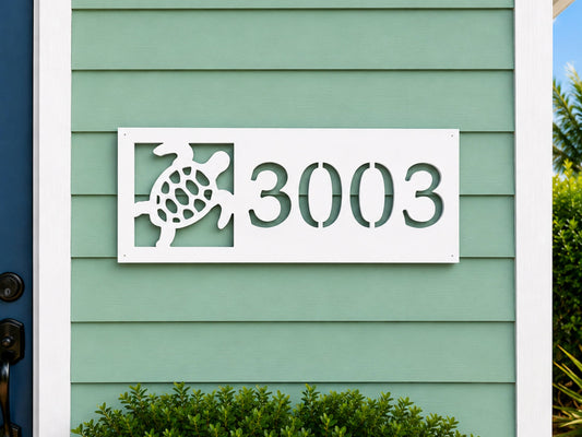 sea turtle address sign, sea turtle house numbers, outdoor coastal beach house decor, nautical address plaque
