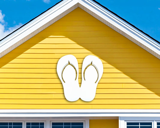 flip flops beach sandals large outdoor wall art, coastal beach house exterior decor
